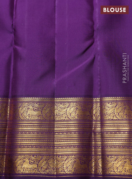 Pure Kanchipuram Silk Saree pastel purple and violet with paisley zari woven buttas and rich zari woven border