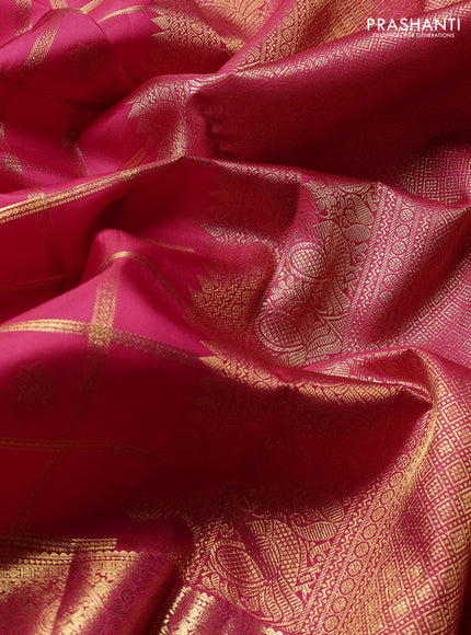 Pure Kanchipuram Silk Saree pink with allover zari checks & buttas and long rettapet zari woven border