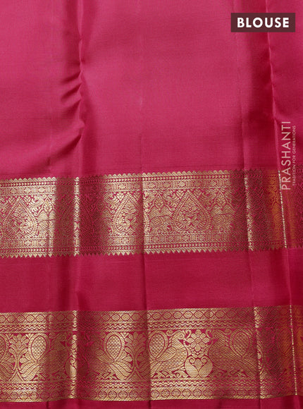 Pure Kanchipuram Silk Saree pink with allover zari checks & buttas and long rettapet zari woven border