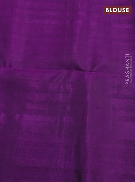 Pure Soft Silk Saree sap green and purple with allover zari weaves and zari woven border
