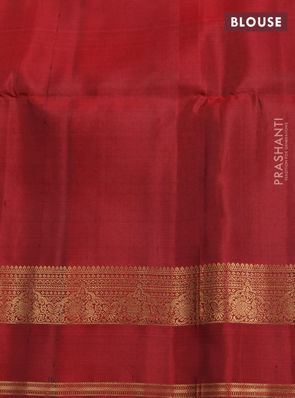 Pure Soft Silk Saree elaichi green and maroon with zari woven buttas and rettapet zari woven border