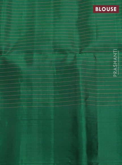 Pure Soft Silk Saree dark mustard and green with allover zari checks & buttas and simple border