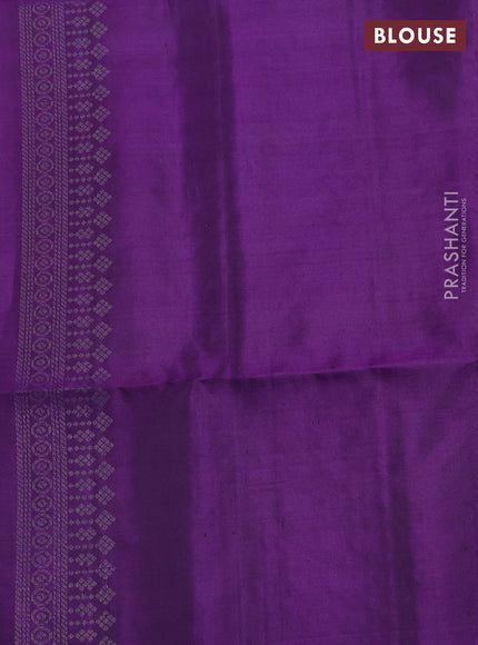Pure Soft Silk Saree yellow and violet with allover stripe pattern & woven buttas and simple border