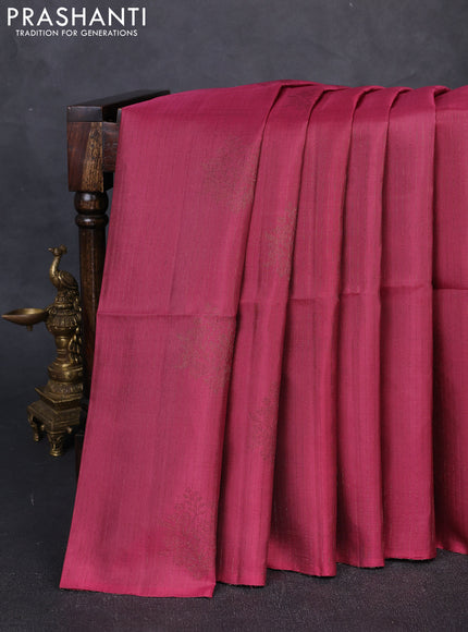 Pure Soft Silk Saree maroon and dark grey with allover stripe pattern & woven buttas in borderless style