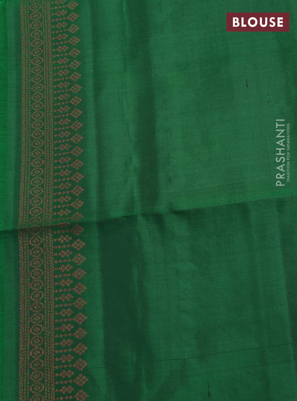 Pure Soft Silk Saree purple and green with allover stripe pattern & woven buttas in borderless style