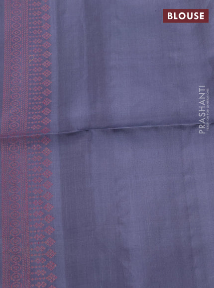 Pure Soft Silk Saree light pink and dark grey with allover stripe pattern & woven buttas in borderless style