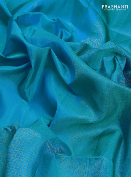 Pure Soft Silk Saree light blue with allover zari woven buttas and long zari woven checked border