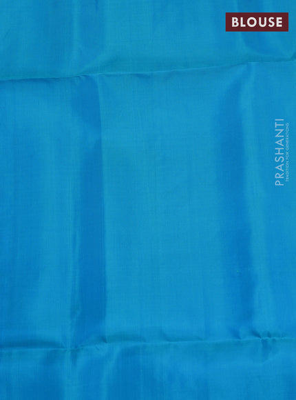 Pure Soft Silk Saree light blue with allover zari woven buttas and long zari woven checked border
