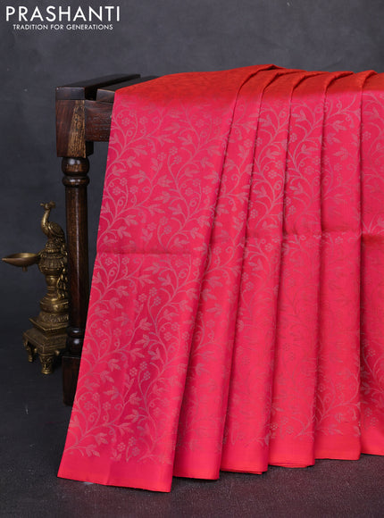Pure Soft Silk Saree dual tone pink with allover zari woven brocade weaves in borderless style