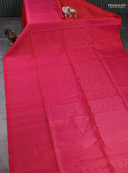 Pure Soft Silk Saree dual tone pink with allover zari woven brocade weaves in borderless style