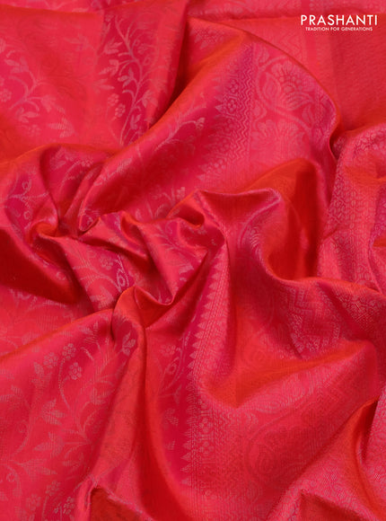 Pure Soft Silk Saree dual tone pink with allover zari woven brocade weaves in borderless style