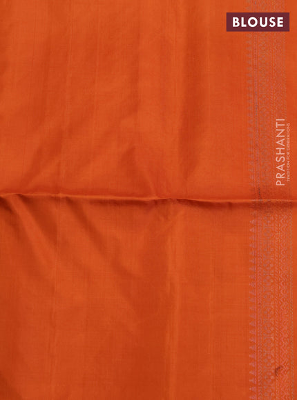 Pure Soft Silk Saree rust shade with allover zari woven brocade weaves in borderless style