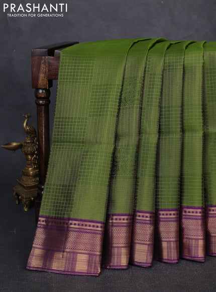 Pure Soft Silk Saree mehendi green and purple with allover zari woven brocade weaves and zari woven border