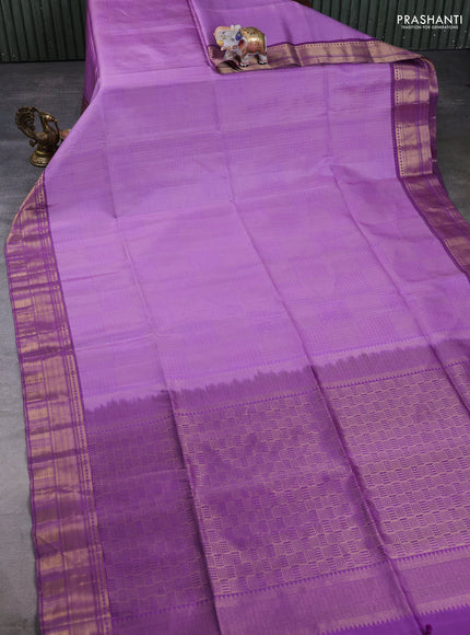 Pure Soft Silk Saree lavender and purple with allover zari woven brocade weaves and zari woven border