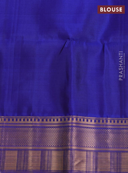 Pure Soft Silk Saree mehendi green and blue with allover zari woven brocade weaves and zari woven border
