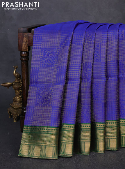 Pure Soft Silk Saree blue and green with allover zari woven brocade weaves and zari woven border
