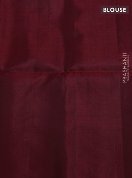 Pure Soft Silk Saree maroon with silver zari woven buttas and silver zari woven border