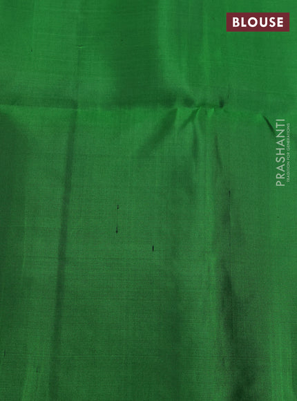 Pure Soft Silk Saree green with silver zari woven buttas and silver zari woven border