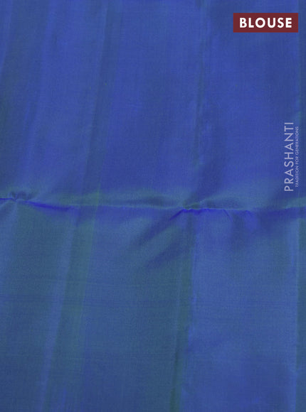 Pure Soft Silk Saree dual shade of bluish green with silver zari woven buttas and silver zari woven border