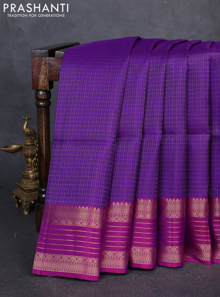 Pure Soft Silk Saree purple and dark magenta pink with allover zari woven brocade weaves and rich zari woven border