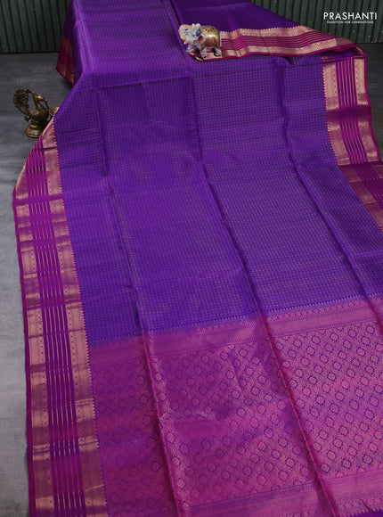 Pure Soft Silk Saree purple and dark magenta pink with allover zari woven brocade weaves and rich zari woven border