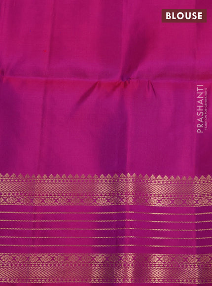 Pure Soft Silk Saree purple and dark magenta pink with allover zari woven brocade weaves and rich zari woven border