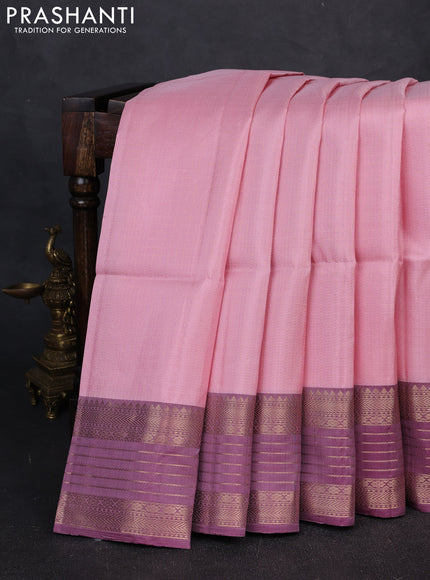 Pure Soft Silk Saree light pink and pastel purple with allover zari woven brocade weaves and rich zari woven border