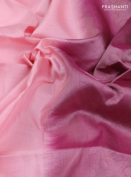 Pure Soft Silk Saree light pink and pastel purple with allover zari woven brocade weaves and rich zari woven border