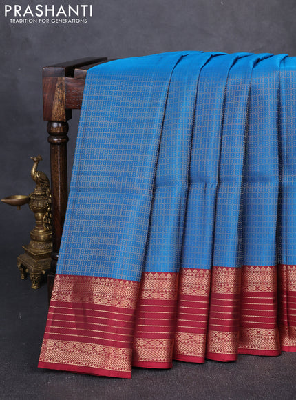 Pure Soft Silk Saree cs blue and maroon with allover zari woven brocade weaves and rich zari woven border