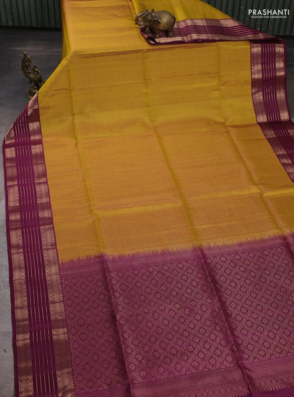 Pure Soft Silk Saree mustard green and wine shade with allover zari woven brocade weaves and rich zari woven border
