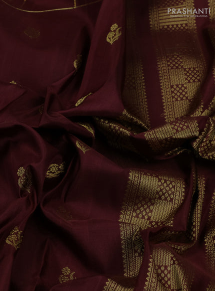 Venkatagiri Silk Saree coffee brown with zari woven buttas and long zari woven checked border