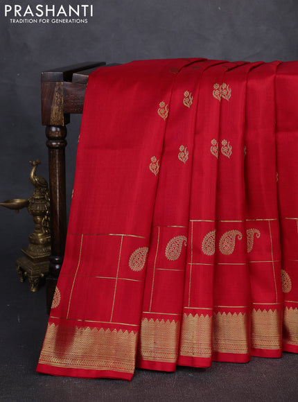 Venkatagiri Silk Saree red with zari woven buttas and long zari woven checked border