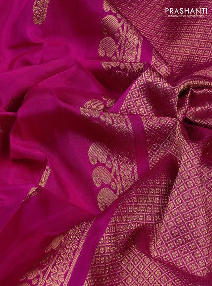 Venkatagiri Silk Saree rani pink with zari woven buttas and zari woven checked border