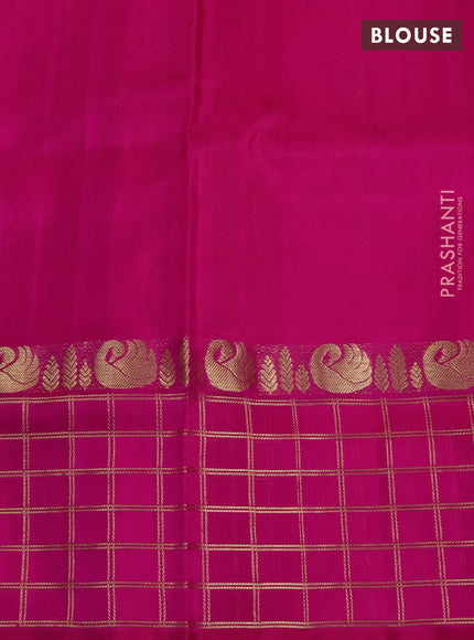 Venkatagiri Silk Saree rani pink with zari woven buttas and zari woven checked border