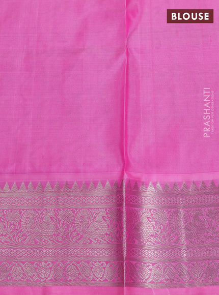 Venkatagiri Silk Saree dual tone lavender and light pink with silver zari woven buttas and rich silver zari woven border