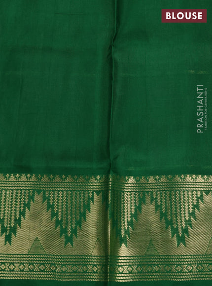 Venkatagiri Silk Saree pastel pink and green with allover zari checks & buttas and rich temple zari woven border