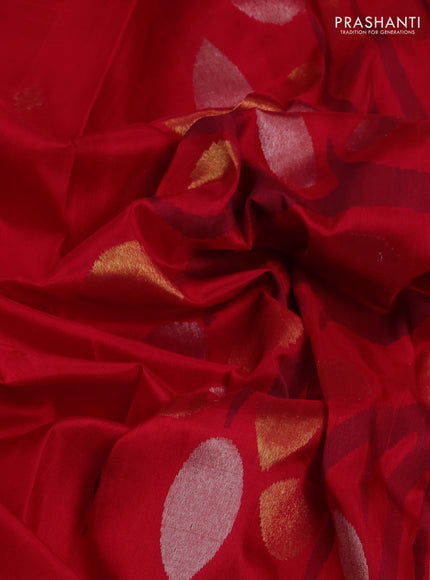 Venkatagiri Silk Saree red with zari woven geometric buttas and jamdhani weaving pallu