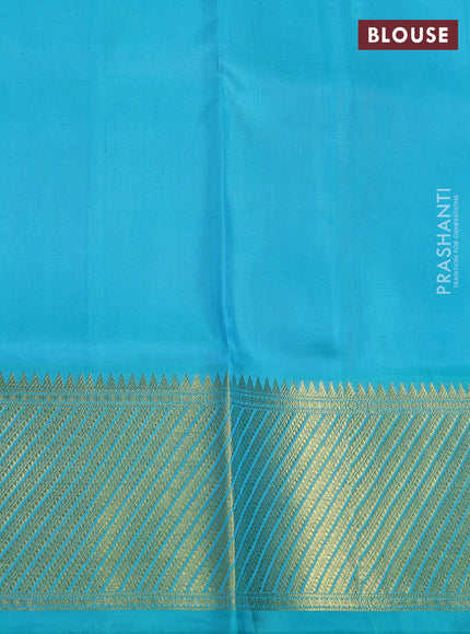 Venkatagiri Silk Saree teal blue with silver & gold zari woven geometric buttas and jamdhani weaving pallu