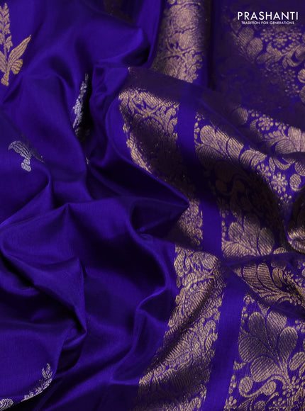 Venkatagiri Silk Saree blue with silver & gold zari woven buttas and zari woven border
