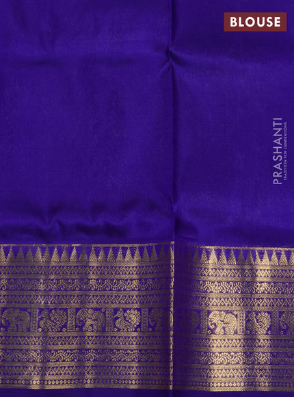 Venkatagiri Silk Saree blue with silver & gold zari woven buttas and zari woven border