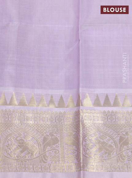 Venkatagiri Silk Saree pastel lavender and grey with allover small zari checks & buttas and zari woven border