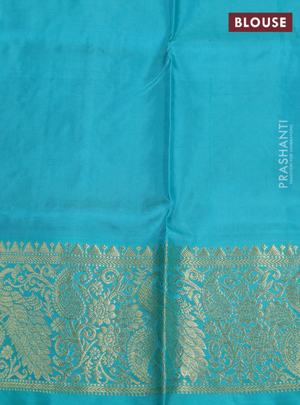 Venkatagiri Silk Saree lavender and teal green with allover zari weaves and rich zari woven border
