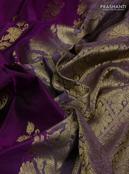 Venkatagiri Silk Saree purple and rosy brown with zari woven buttas and rettapet zari woven border