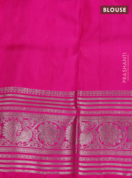 Venkatagiri Silk Saree dual tone pinkish orange and pink with silver zari woven buttas and rich silver zari woven border