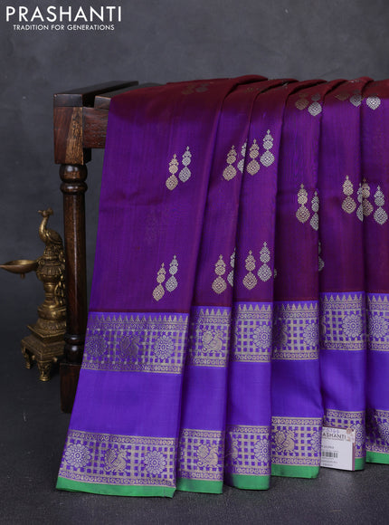 Venkatagiri Silk Saree purple and lavender with silver & gold zari woven buttas and rettapet zari woven border