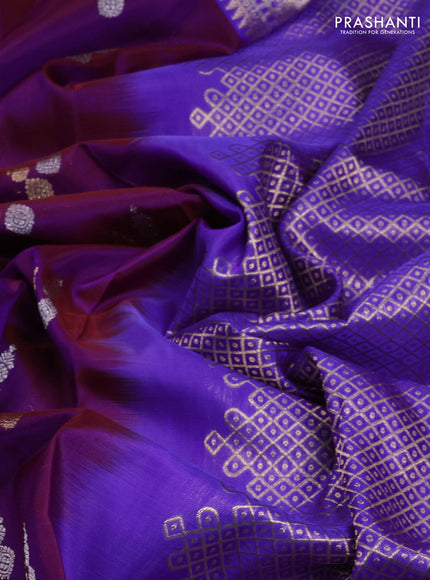 Venkatagiri Silk Saree purple and lavender with silver & gold zari woven buttas and rettapet zari woven border