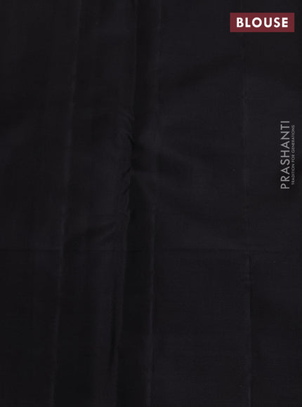 Pure kanchipuram silk saree black with allover zari woven brocade weaves and long parrot design zari woven border