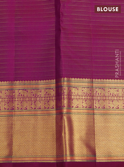 Pure kanchipuram silk saree dark magenta pink with allover vairaosi pattern & zari buttas and rich zari woven border