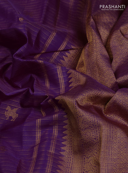 Pure kanchipuram silk saree purple with allover vairaosi pattern & zari buttas and rich zari woven border