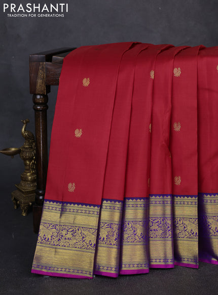 Pure kanchipuram silk saree blue with zari woven buttas and zari woven border